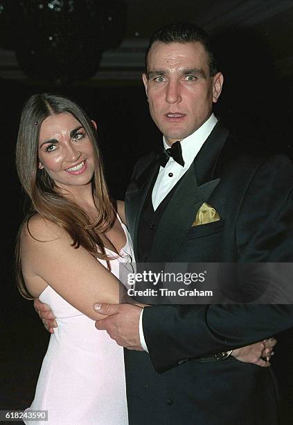 Celebrity couple Footballer and Actor Vinnie Jones and wife Tanya at SPARKS charity event
