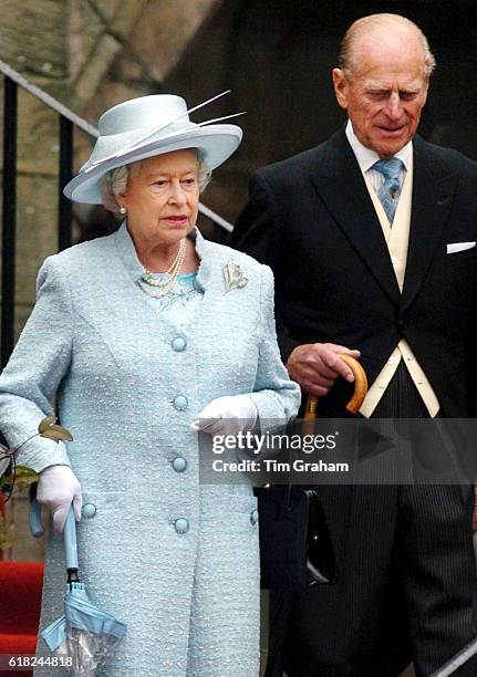 Queen Elizabeth II hosts a garden party with Prince Philip Duke of Edinburgh at the palace of Holyroodhouse, one of several garden parties held each...