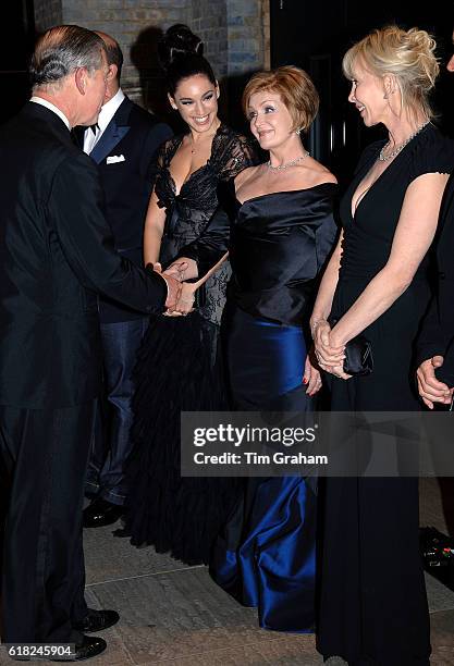 Prince Charles, Prince of Wales meets Sharon Osbourne, Kelly Brook and Trudi Styler at a gala evening at the Roundhouse to celebrate the work of The...