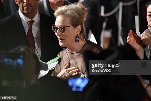 American actress Meryl Streep arrives at the red carpet of opening ceremony of the Tokyo International Film Festival 2016 at Roppongi Hills on...