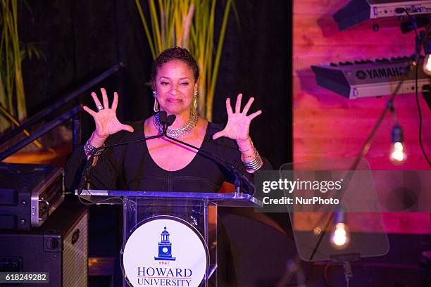 Actress, choreographer producer and Howard University alumna Debbie Allen speaks in the Blackburn Center Ballroom on the campus of Howard University...