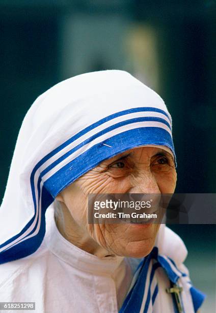 Mother Teresa of Calcutta at her Mission for the Poor in Calcutta, India.