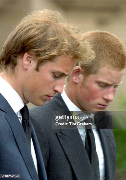 Prince William and Prince Harry attend the funeral of their grandmother Frances Shand Kydd at St Columba's Cathedral.