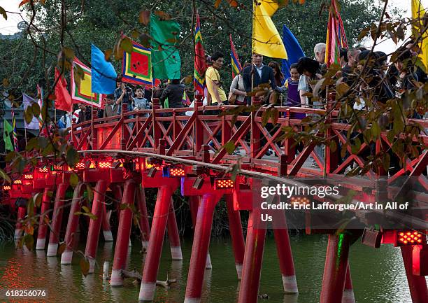 Huc bridge on hoan kiem lake, hanoi, Vietnam on February 5, 2011 in Hanoi, Vietnam.