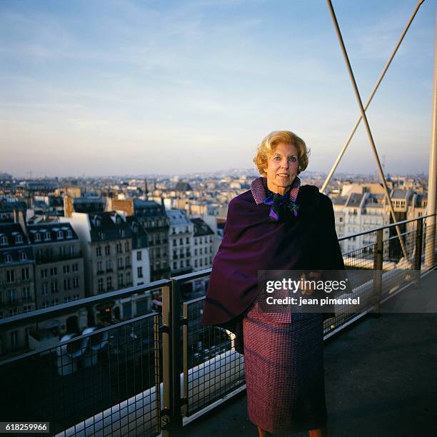 The wife of former French President Georges Pompidou, Claude Pompidou at the Pompidou Center in Paris.