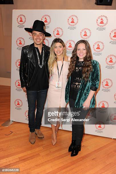 Jesse Uecke and Joy Uecke of Mexican pop duo, Jesse & Joy, attend the Latin GRAMMY Acoustic Sessions in Miami Beach on October 25, 2016 in Miami,...