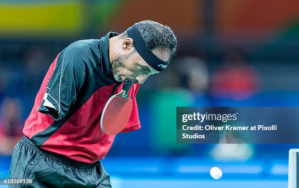 Ibrahim Hamadtou losing the game against Thomas Rau of RBS Solingen/Nordrhein-Westfalen [paralympic classification: WK6] on Day 2 of the Rio 2016...