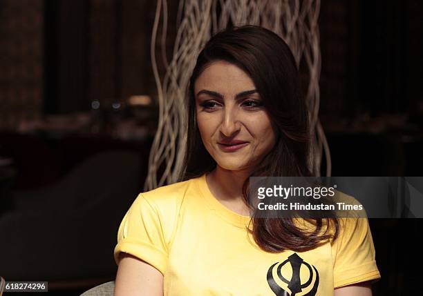 Bollywood actor Soha Ali Khan posing for a profile shoot during an exclusive interview with HT City- Hindustan Times for the promotion of her...