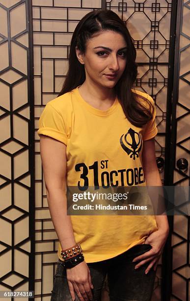 Bollywood actor Soha Ali Khan posing for a profile shoot during an exclusive interview with HT City- Hindustan Times for the promotion of her...