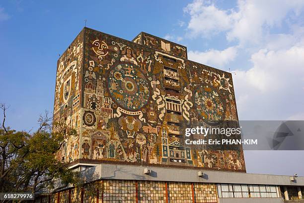 central library of national autonomous university of mexico, mexico city - mexico city architecture stock pictures, royalty-free photos & images