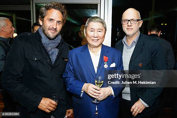 Executive Director of 'Tara Expeditions Foundation', Romain Trouble, artist Takeshi Kitano and Creator of 'Tara Expeditions Foundation' and Director...