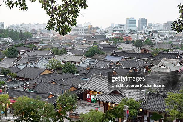 overview of jeonju, south korea - jeonju stock pictures, royalty-free photos & images
