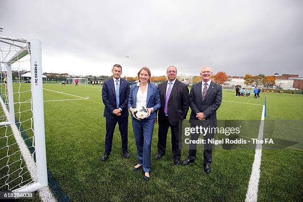 Martin Glenn FA CEO, Tracey Crouch Sports Minister, Nick Bitel Sport England Chairman and Greg Clarke FA Chairman during the opening of St George's...