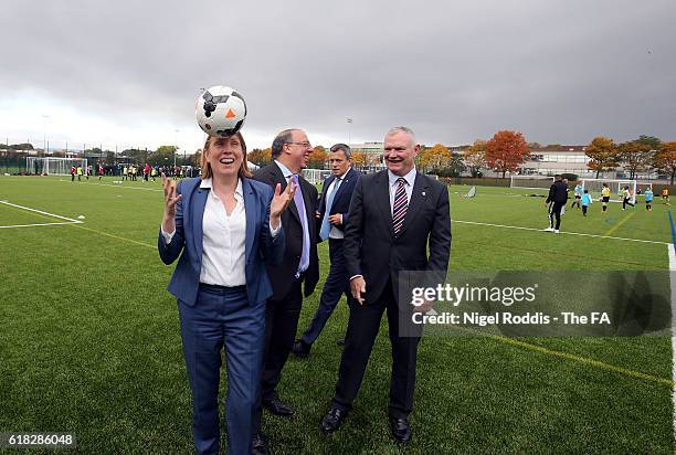 Tracey Crouch Sports Minister, Nick Bitel Sport England Chairman, Martin Glenn FA CEO and Greg Clarke FA Chairman during the opening of St George's...
