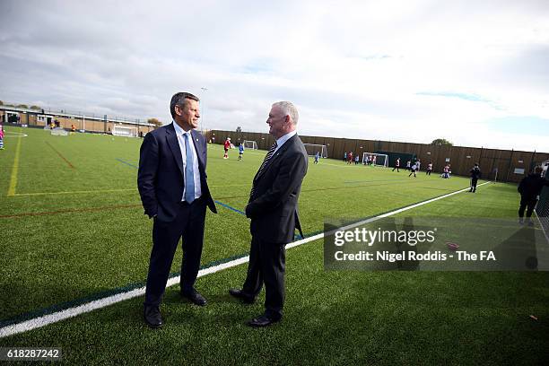 Martin Glenn FA CEO and Greg Clarke FA Chairman during the opening of St George's Park Sheffield Graves on October 26, 2016 in Sheffield, England.