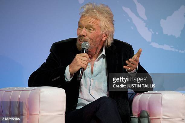 British entrepreneur Richard Branson takes part in the "Leadership in Science & Innovation - Good for Britain, Good for the World", Keynote...