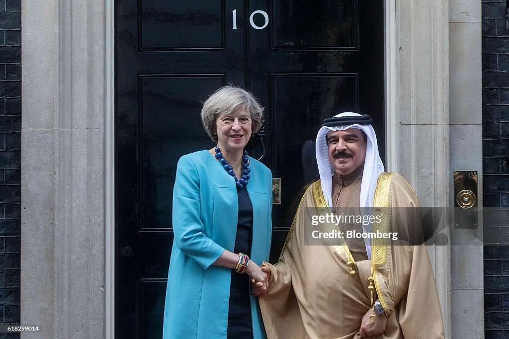 U.K. Prime Minister Theresa May Greets Bahrain's King Salman Bin Hamad Al-Khalifa