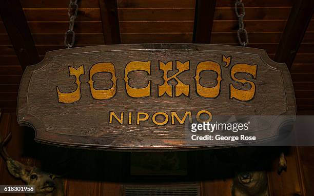 The entrance to the popular open flame BBQ restaurant Jocko's is viewed on April 13 in Nipomo, California. With its close proximity to Southern...