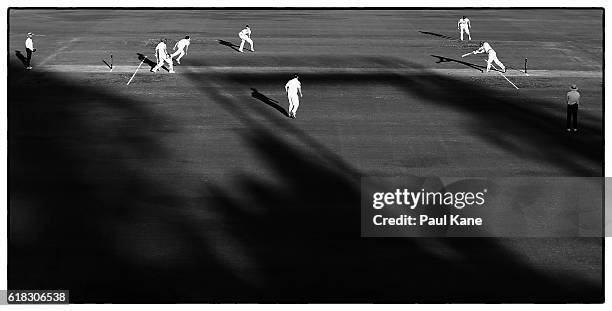 Mitchell Marsh of the Warriors bowls to Tom Cooper of the Redbacks during day two of the Sheffield Shield match between Western Australia and South...