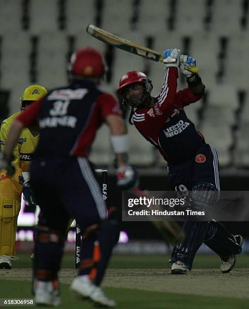 Cricket - IPL2 - Delhi's batsman David Warner bats during the match between Delhi and Chennai at Wanderers ground,Johannesburg.