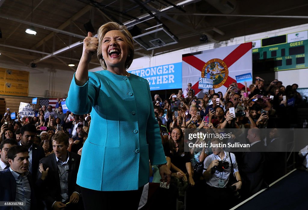 Hillary Clinton Campaigns In Florida Ahead Of Presidential Election