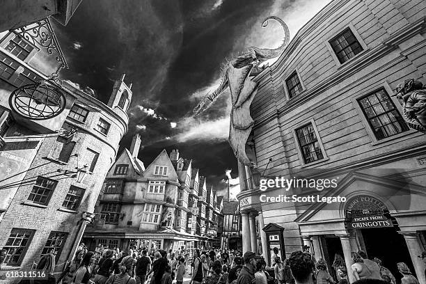 General view of the Wizarding World of Harry Potter Diagon Alley at Universal Orlando on October 24, 2016 in Orlando, Florida.