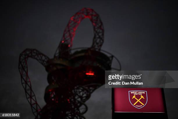 General view outside the stadium prior to kick off during the EFL Cup fourth round match between West Ham United and Chelsea at The London Stadium on...
