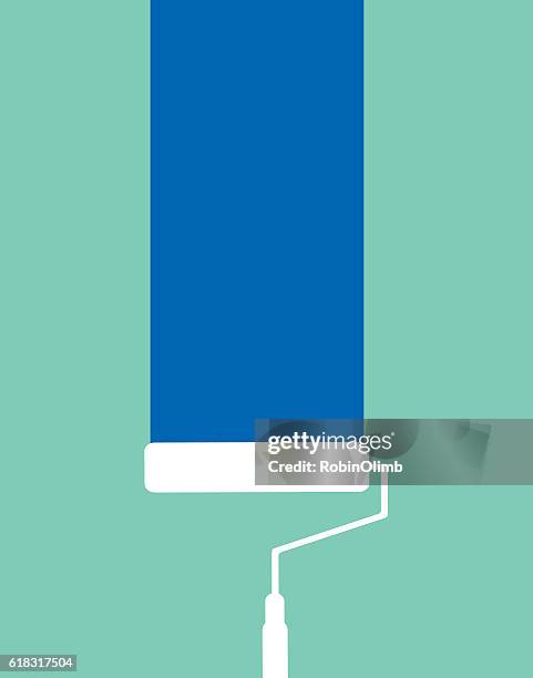 paint roller on wall - paint roller vector stock illustrations