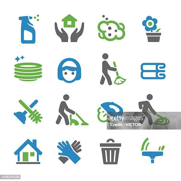 cleaning icons - spry series - cleaning products stock illustrations
