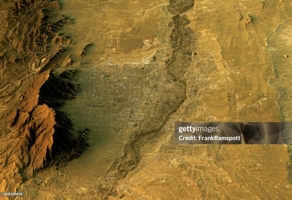 Albuquerque 3D Landscape View North-South Natural Color