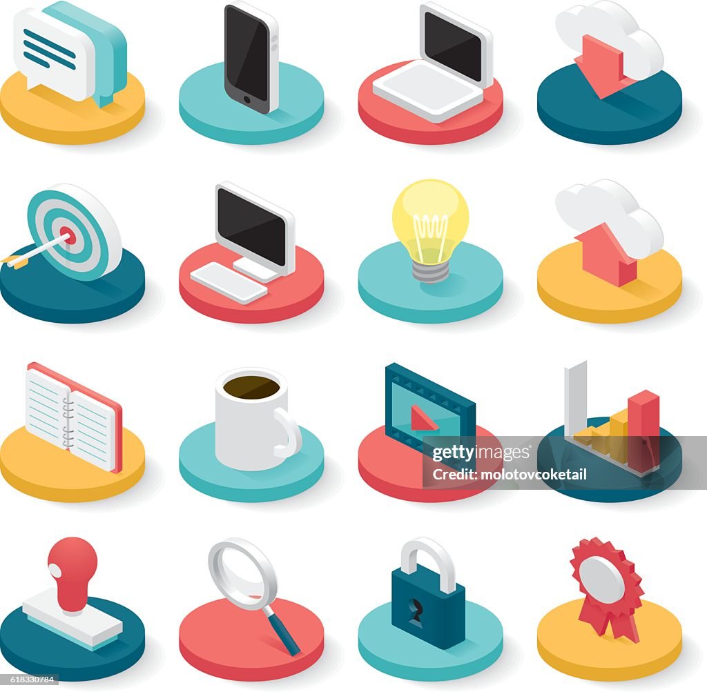 Business isometric icons