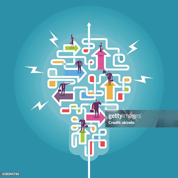 illustrations, cliparts, dessins animés et icônes de faire en sorte que la direction différente devienne l’idée - plotting a path