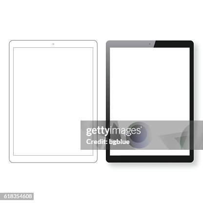 Outline Computer Taplet Tablet Pc Template And Digital Tablet Outline Isolated White Background ...