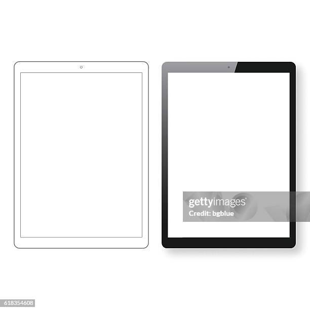 tablet pc template and digital tablet outline isolated white background - tablet pc 幅插畫檔、美工圖案、卡通及圖標