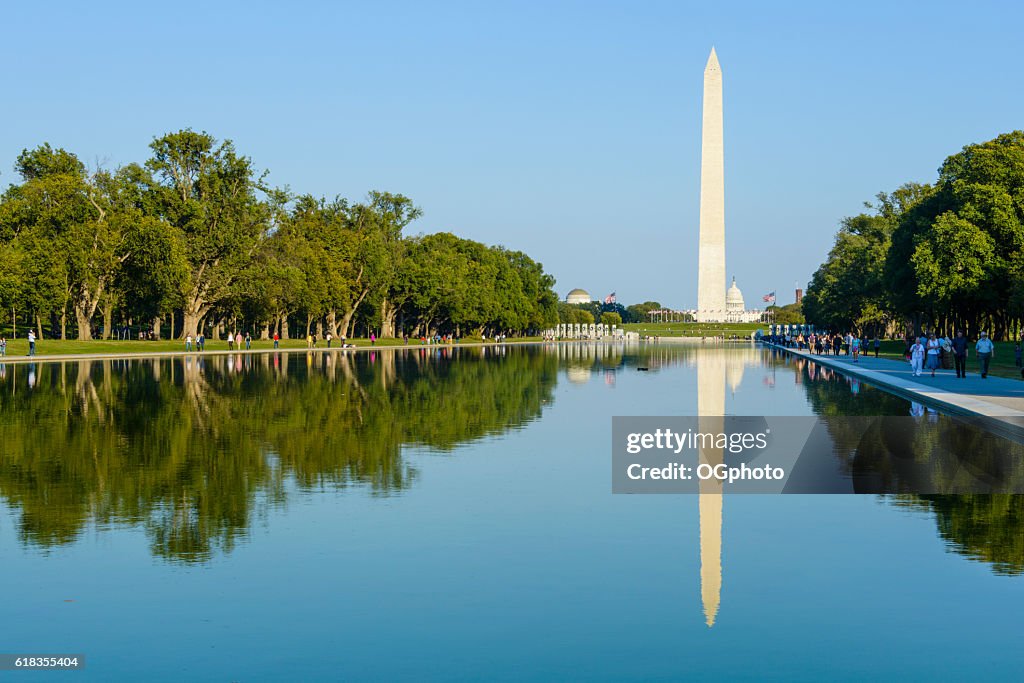 Reflection of in pool of Washington Monument, Washington, DC
