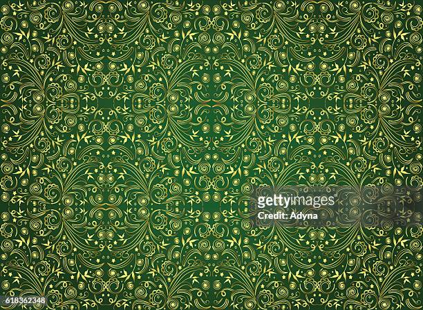green seamless pattern - renaissance texture stock illustrations