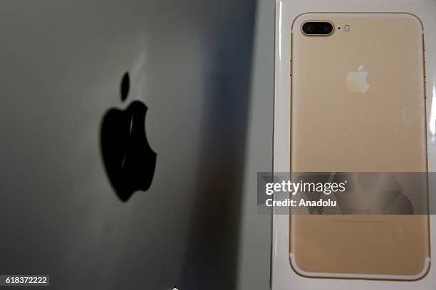 An Apple phone is seen at a shop after Apple launched iPhone 7 and 7 plus in Moscow, Russia on October 26, 2016.