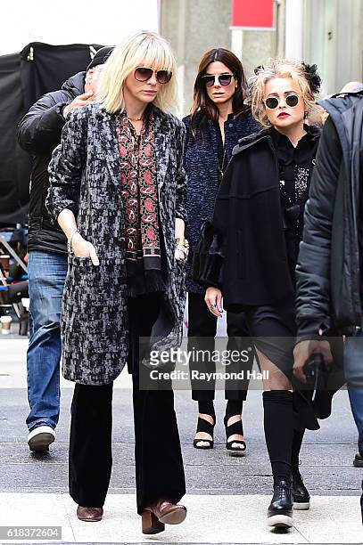 Actress Actress Cate Blanchett and Sandra Bullock and Helena Bonham Carter are seen on October 26, 2016 on the set of 'Ocean's 8' on October 26, 2016...