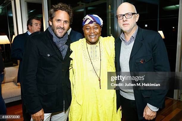 Romain Trouble, Rufin Zomahoun and Etienne Bourgeois attend the Medal Ceremony for Japenese Artist Takeshi Kitano Receiving The French Legion Of...