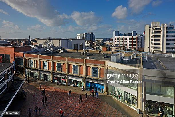 aerial cityscape of swindon shopping centre - shopping centre stock pictures, royalty-free photos & images