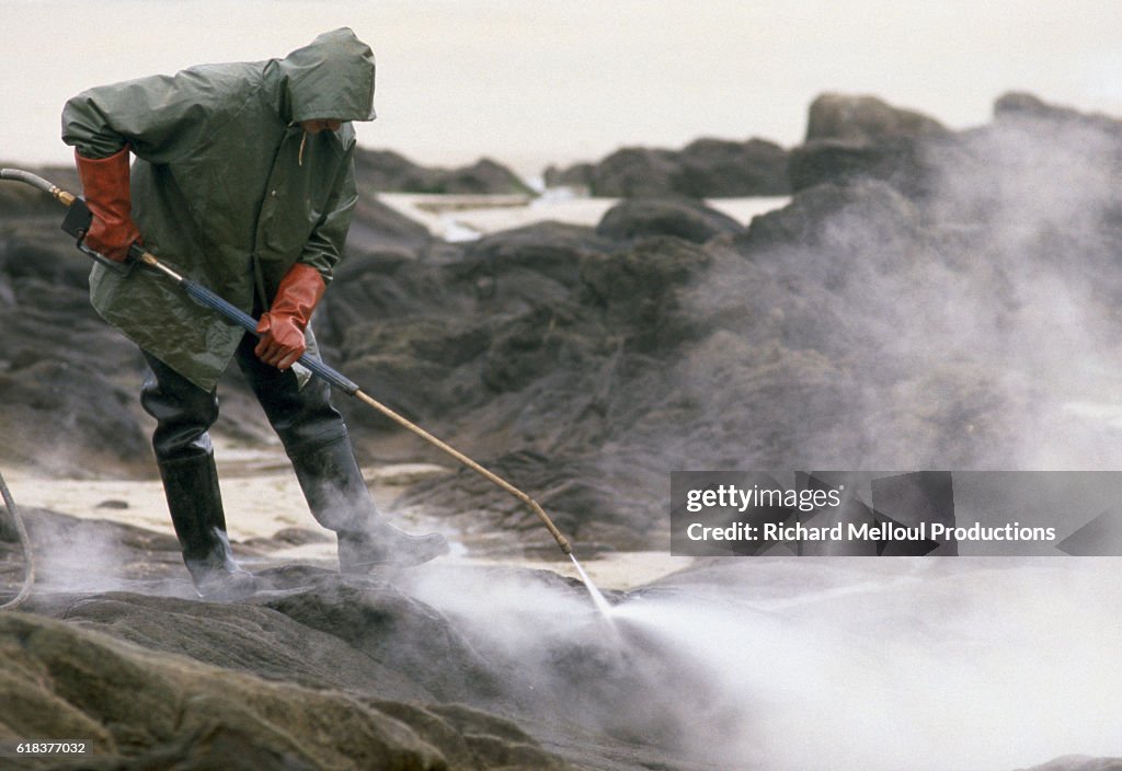 Civilians Clean Brittany Beaches Following Amoco Cadiz Disaster