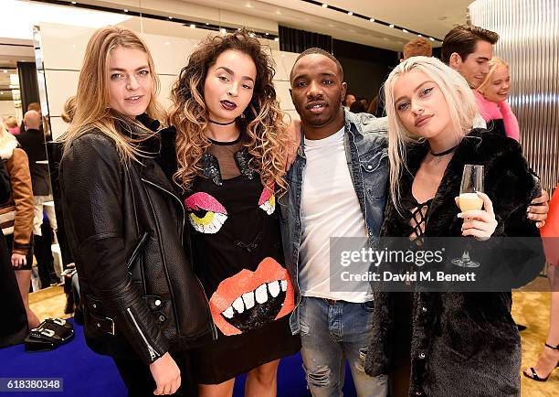 Laura Doggett, Ella Eyre, Konan and Alice Chater attend the Giuseppe Zanotti London flagship store launch on October 26, 2016 in London, England.
