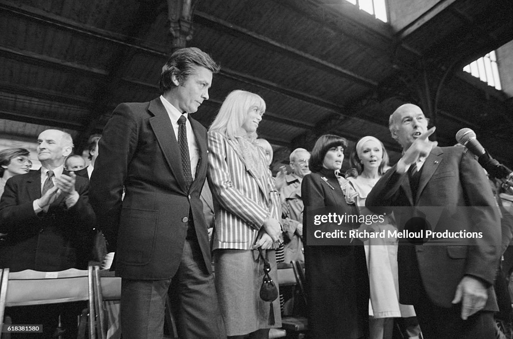 Actors Supporting President Valery Giscard d'Estaing at Campaign Rally