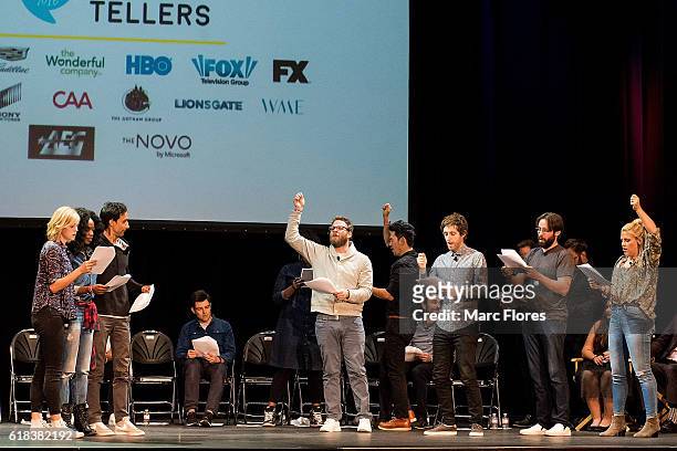 Georgia King, Yvonne Orji, Danny Pudi, Max Greenfield, Seth Rogen, John Cho, Thomas Middleditch, Martin Starr and Busy Philipps perform at Young...