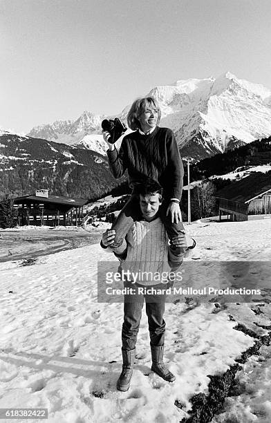 Michel Sardou and Mireille Darc on Holiday in Megeve