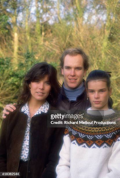 The royal Grimaldi family of Monaco, siblings Princess Caroline, Prince Albert, and Princess Stephanie, at their French villa. Two months earlier,...