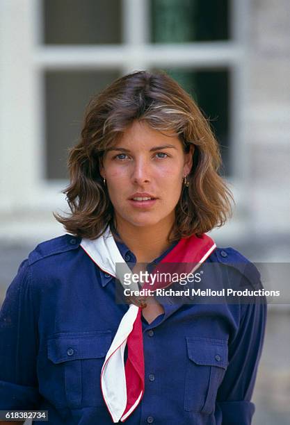 Princes Caroline of Monaco is in Marchais, France, with the Girl Scouts of Monaco.