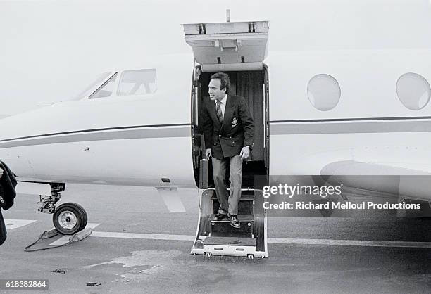 Deputy Olivier Dassault Disembarks from Private Airplane