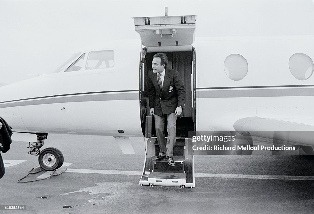 Deputy Olivier Dassault Disembarks from Private Airplane