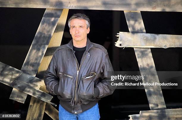 Singer and Actor Michel Sardou on Set of Cross